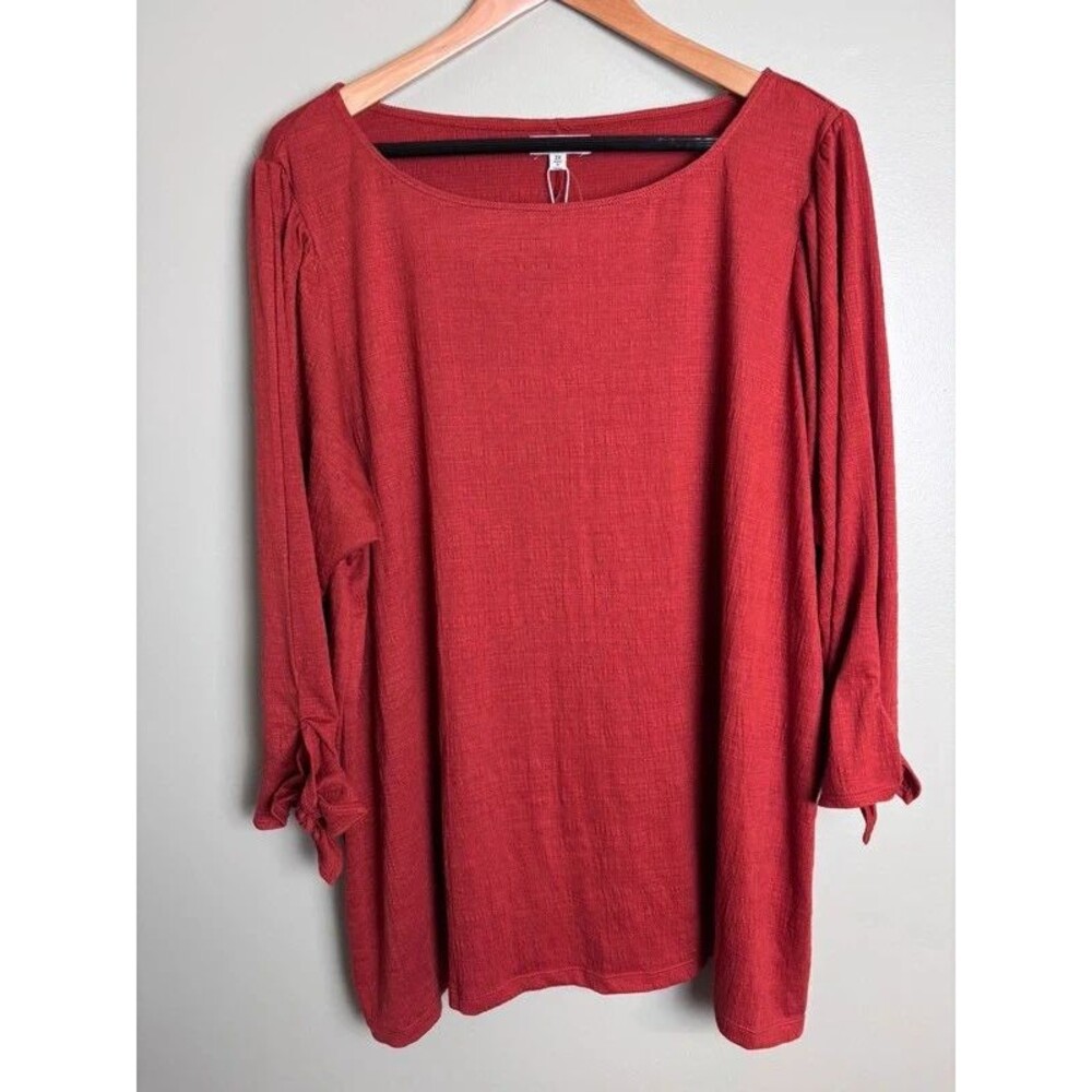 NWT Max Studio Women’s Size 2X Crinkle Knit 3/4 Sleeve Top Blouse